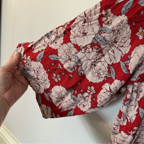 Knox Rose Women’s White & Red Open Front 3/4 Sleeve Floral Kimono Sz M/L GUC - Picture 6 of 8